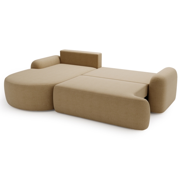 ROZKŁADANY NAROŻNIK DO SALONU W BEŻOWYM KOLORZE AGAT L BOULCE - FUNKCJA SPANIA